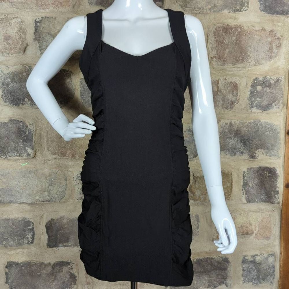HAVE Black Bodycon Ruched Dress Size Medium Style #95790-MI LBD Minimalist